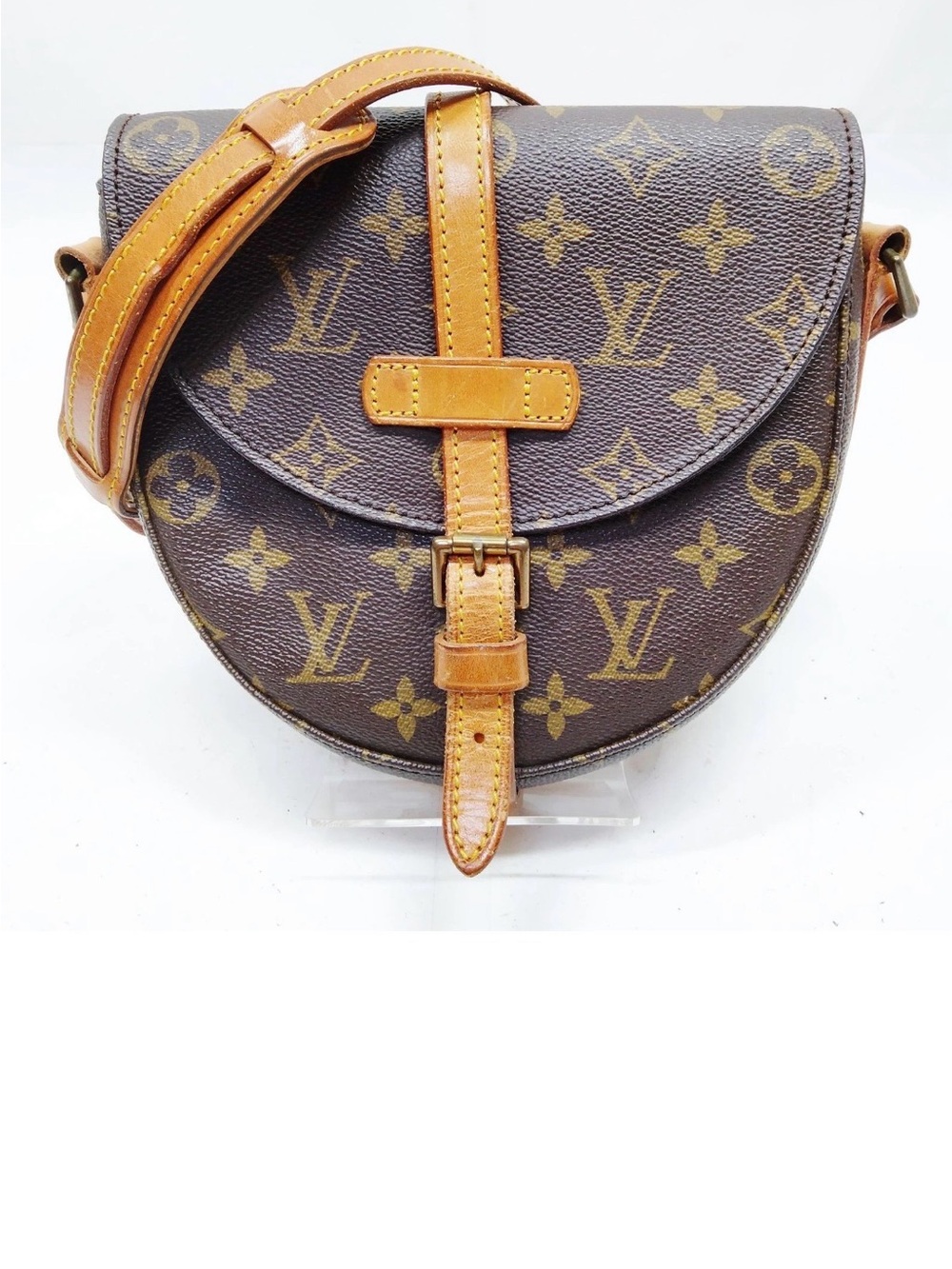 Authentic: Louis Vuitton Chantilly PM Monogram Round Saddle Crossbody